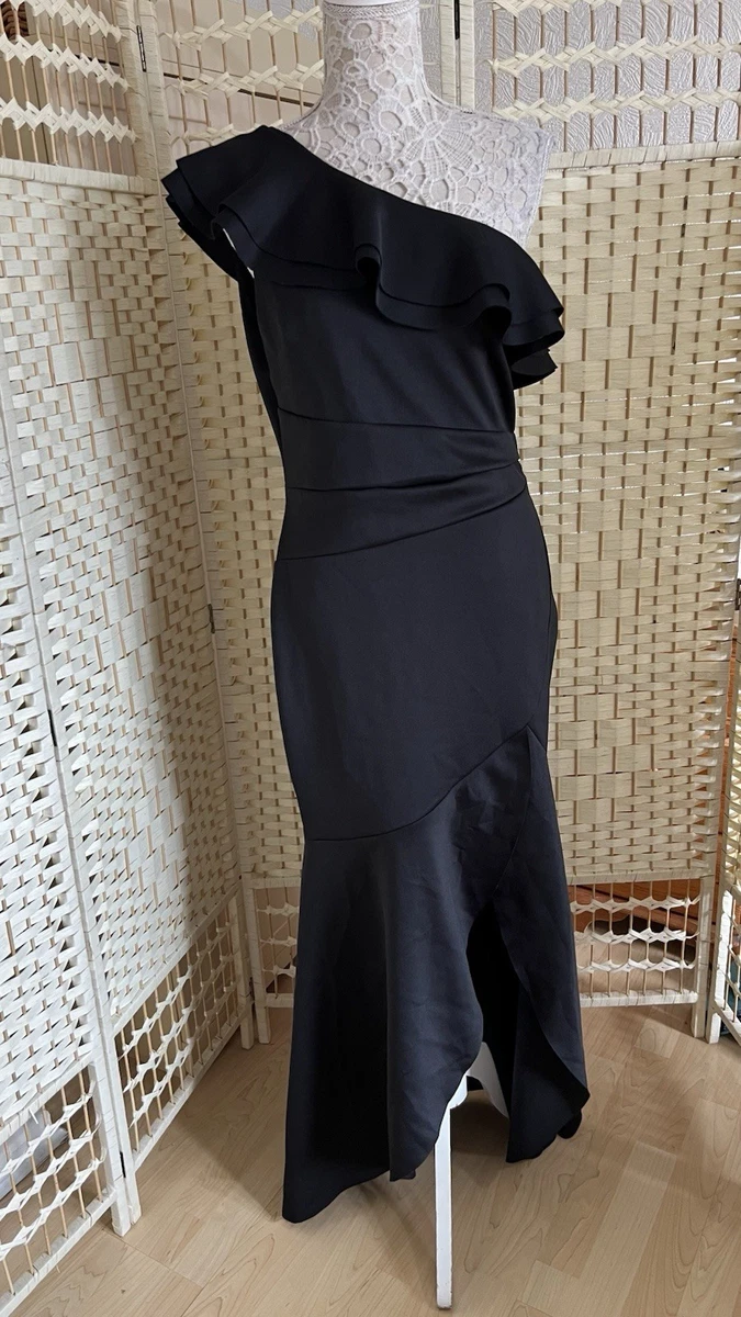 lipsy one shoulder black dress NWT Womens Size 6 Lipsy London Black Pure Silk One Shoulder Mini Dress