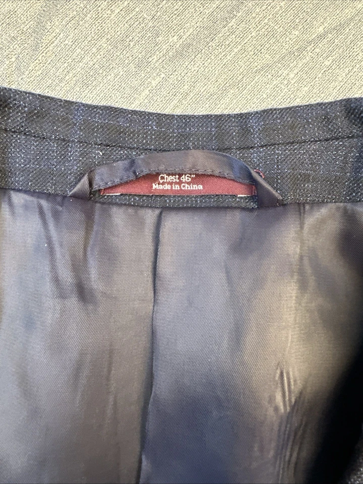 Marks and Spencer Jacket Men 46R Luxury Tailor Blue Wool Blend Blazer Sport Coat - Image 3 of 4