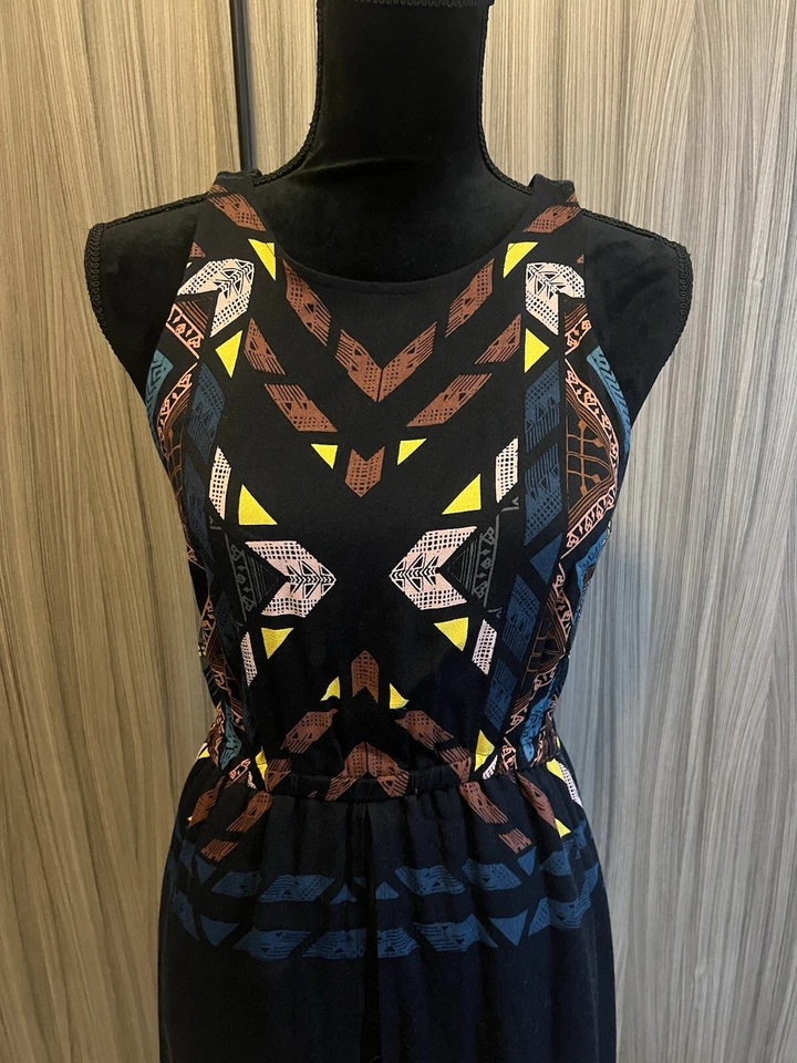Maxi Vestido Tribal Ella Moss Hopelux Negro Mameluco S Pequeño $258 Foto 2 de 4