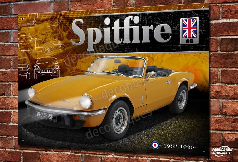 Plaque métal Triumph Spitfire affiche vintage auto retro déco murale maison