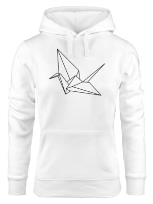 Kapuzenpullover Damen Origami Kranich Crane Vogel Bird  Hoodie Moonworks 