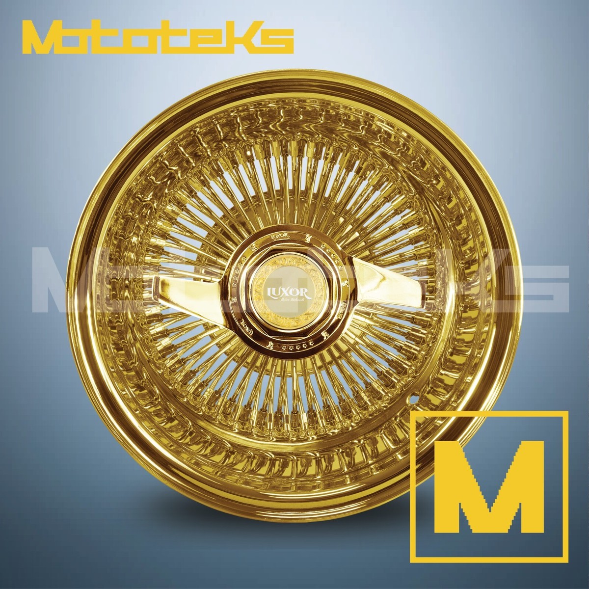 20X8 LUXOR WIRE WHEELS 100 STRAIGHT STD RIM 24k ALL GOLD SINGLE 1