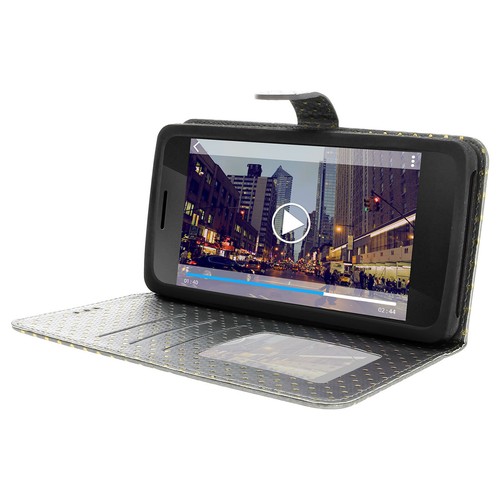 Case Smartphone Universal Cover Portfolio Case Cover XXL Argent Holder + Mirror - Picture 2 of 5