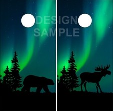 Bear Moose Mountain Northern Cornhole Wrap Bag Toss Skin Decal Sticker Wraps