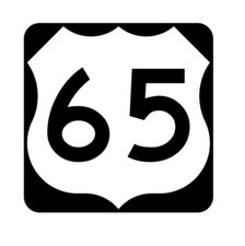 7" us route 65 highway sign road bumper sticker decal usa made