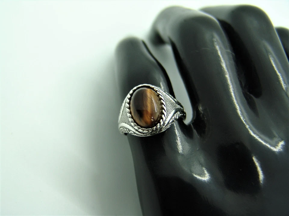 Fashion Rings Stainless Steel  8mm Onyx tiger eye Stone Men/Women Size 6-13  #11 - Image 4 of 4