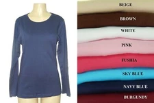 WOMEN LONG SLEEVE THICKER SOFT WINTER COTTON CREW NECK STRETCH T SHIRT TUNIC