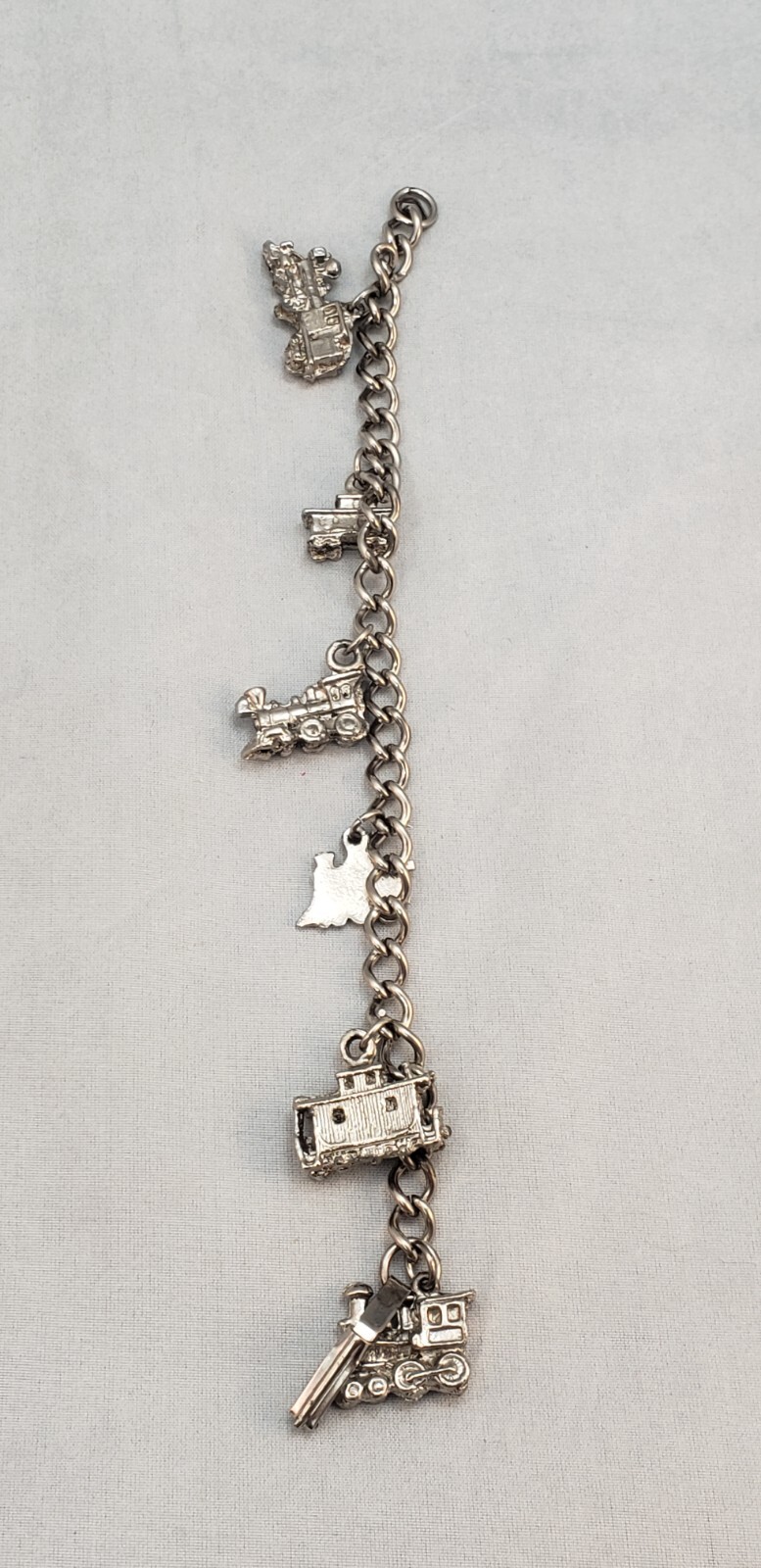 Chunky Heavy Solid Train Themed Silver Tone Metal… - image 7