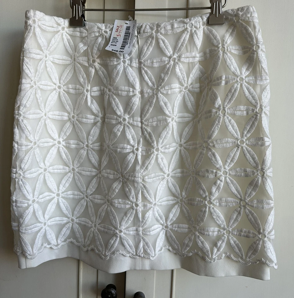 Saia Branca L Joa South Moon Sob Algodão Bld Margaridas Nova Com Etiqueta Orig $66 30” Cintura DIVERTIDA - Imagem 4 de 4