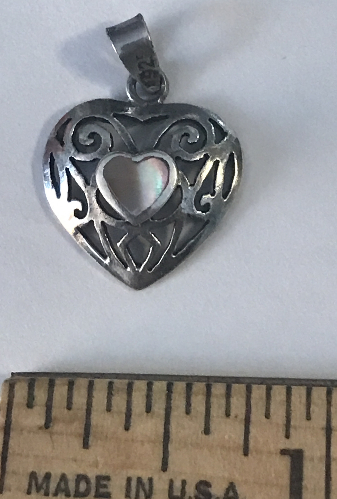 925 sterling silver solid heart pendant  Vintage … - image 1