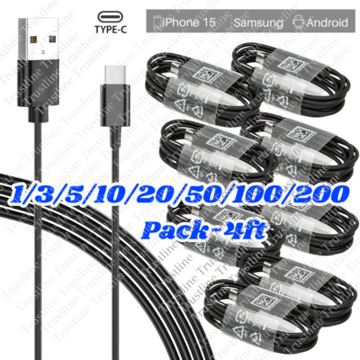 Wholesale For Samsung iPhone 15 16 17 Android USB Type C Cable Fast Charger Lot