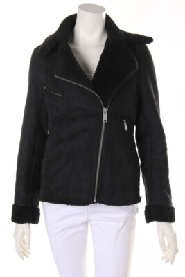 IKKS WOMEN Faux Leather Jacket Faux Shearling M black