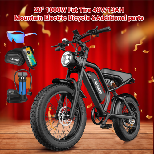 Hikeep 20" Electric bike 48V/13AH 1000W Mountain Bicycle 7 Speed 32MPH