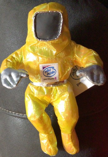 Intel Inside Pentium II MMX Iridescent Yellow Astronaut Suit Vintage 1997