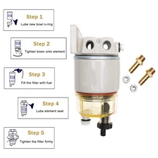 New R12T Boat Marine Spin-on Fuel Filter Water Separator W/ Fuel Fitting 120AT