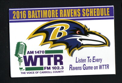 #ad 2016 Baltimore Ravens Pocket Schedule WTTR Atlantic Blue $2.19