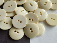 12 Cream Circle 2-hole sew through Plastic Buttons 3/4" 20mm