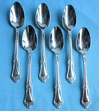New Oneida AZALEA Set of 6 Oval Soup Spoons Stainless Flatware 7 1/2" 