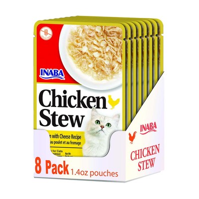INABA Chicken Stew Complement/Topper/Treat for Cats Eight 1.4 Oz Pouches Chicken