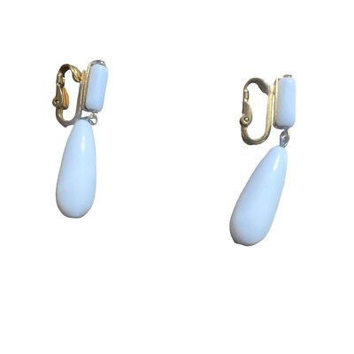 Napier Vintage White Ceramic Enamel Clip-on Dangle Drop