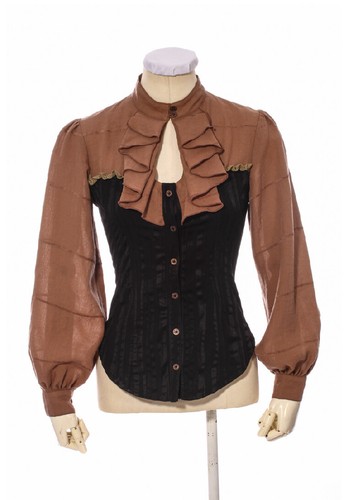 RQ-BL RED QUEEN'S BLACK LEGION MAKE THIS STOP STEAMPUNK BLOUSE SP231 NEW - Picture 4 of 12