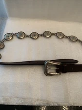 Nocona Cowgirl Embellished Western Brown Linked  Disk Waist Belt Size Beads(d9