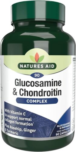 Natures Aid Glucosamine and Chondroitin Complex with Rosehip, Ginger, Turmeric  - Picture 1 of 7