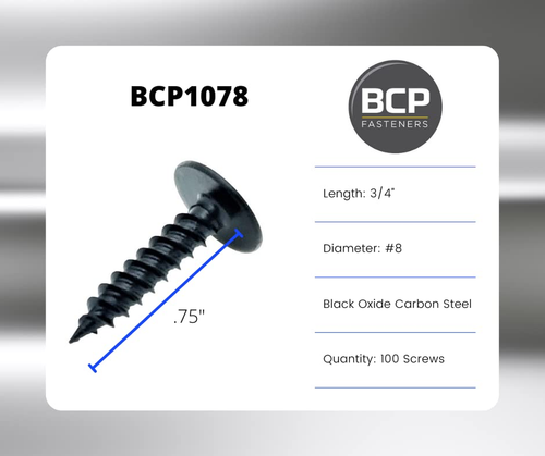 #8 X 3/4", 100 Qty Phillips Small Black Modified Truss Head Screws, Deep Thread - Picture 2 of 12