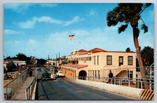 Vintage Postcard TX Brownsville U S Customs Office Bridge Cars Gas Station~12314