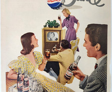 Pepsi TV Commerical Vintage 1951 Magazine Print Ad Glass Bottle Soda Pop