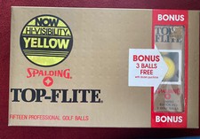 Vintage 1982 Spalding Top-Flite Golf Balls Box of 15 New Old Stock Yellow Bonus