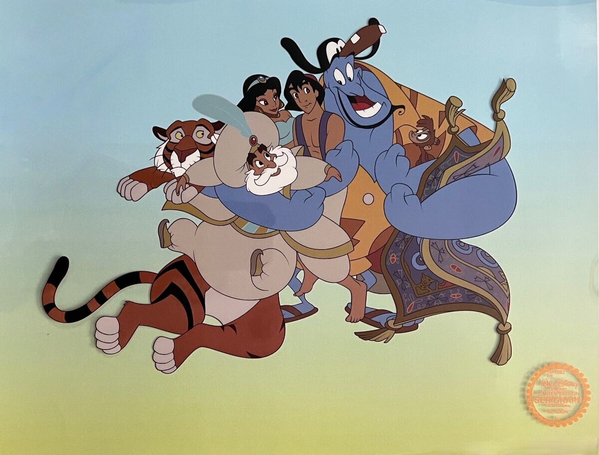 Disney ALADDIN JASMINE GENIE Limited Edition Sericel Disney ALADDIN JASMINE GENIE Limited Edition Sericel