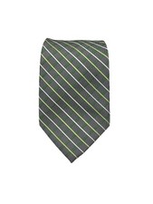 Mens Tie Croft  Barrow Green  Grey Striped Silk Blend 58" x 3.25" Necktie
