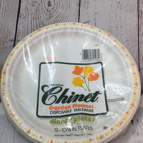 10 3/8" 12 Plates Garden Flower White Heavy Dinner Plate