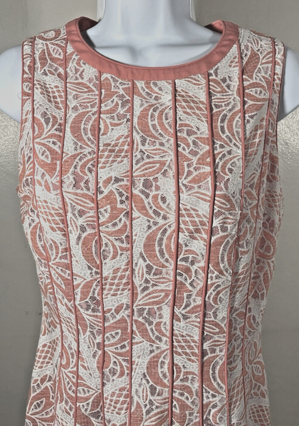 Antonio Melani Dress Women 4 Lace Overlay Coral Flattering Seaming Career Boho