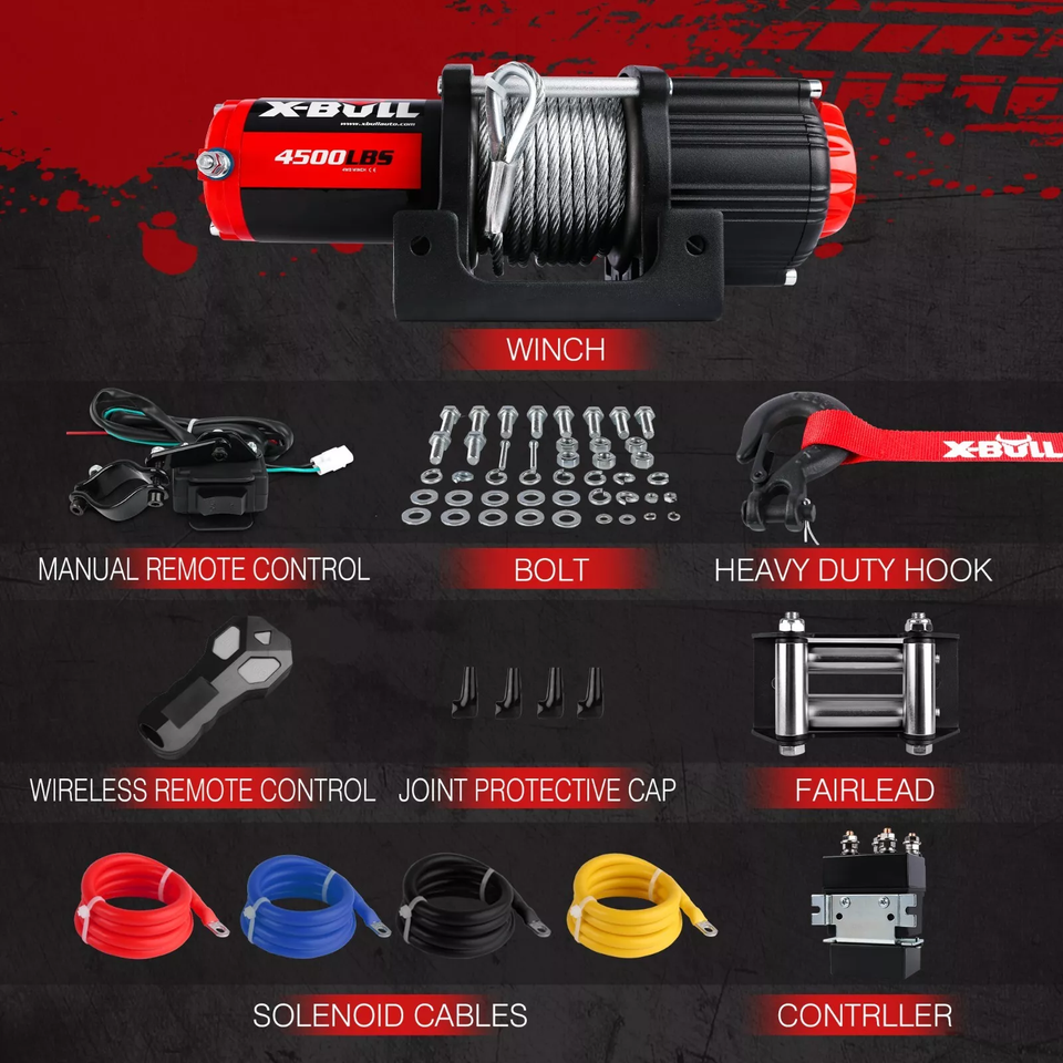 x-bull-4500lbs-12v-electric-winch-steel-cable-towing-boat-atv-utv-winch