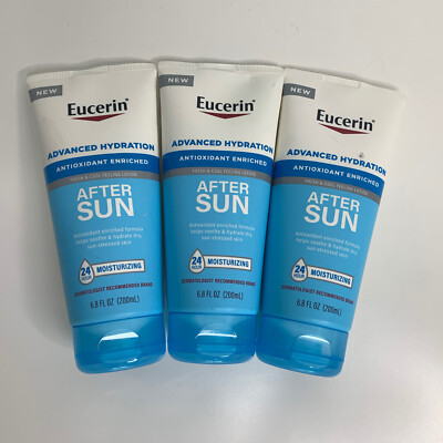 (3) Eucerin Advanced Hydration After Sun Lotion 6.8 oz Antioxidant Face & Body