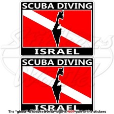ISRAEL SCUBA DIVING Flag-Israeli Map Shape Rectangular Stickers, Decals 75mm x2