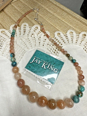 Jay King DTR Desert Rose Trading Sterling 925 Sunstone Turquoise Beaded Necklace