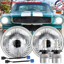 Pair 7 Inch Round Led Headlights Chrome Hilo Beam For Ford Mustang 1964-1973 Pair 7 Inch Round Led Headlights Chrome Hilo Beam For Ford Mustang 1964-1973