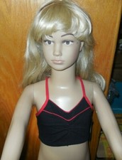 Leo's 15-82 Bra Top Black Red Trim Pinch Front w/drawstring Small Child