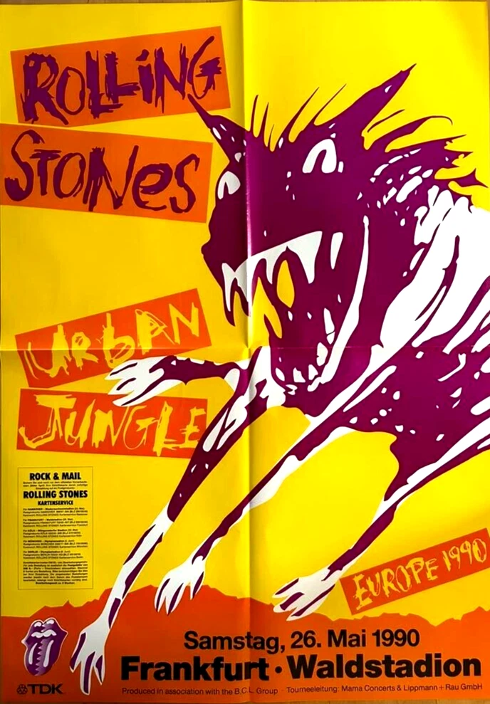 ROLLING STONES 1990 FRANKFURT - orig. Concert Poster - Plakat - A0 F/N