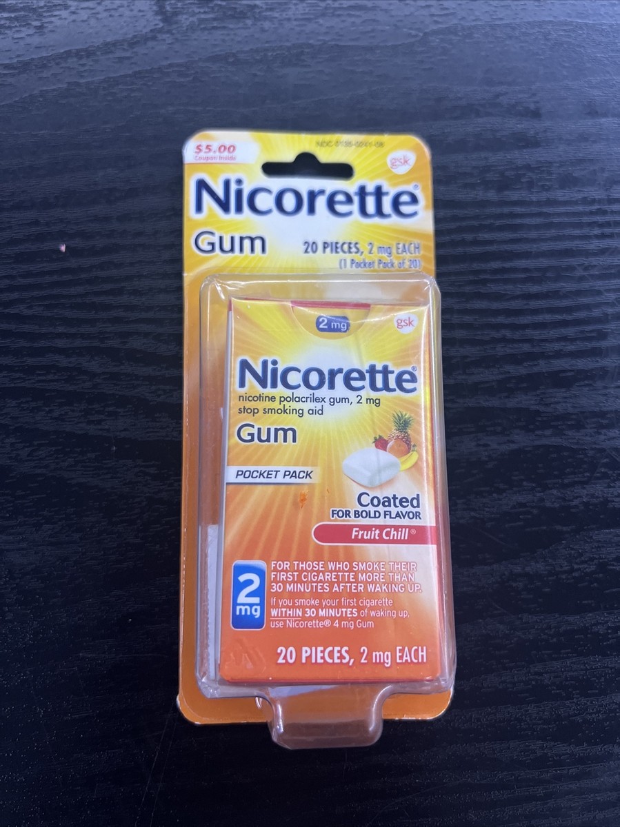 NicNicorette 2mg Stop Smoking Aid Nicotine Gum - Fruit Chill - 20ct Exp  01/2025 307667849141| eBay