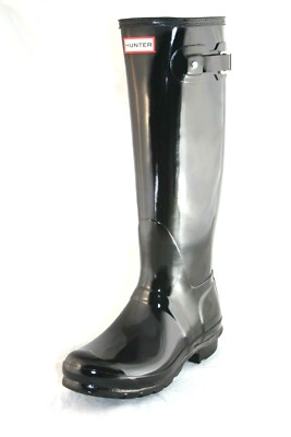 HUNTER Women's Original Tall Gloss BLACK RAIN Boots WATERPROOF | eBay