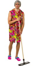 Oma Kittelschürze Putzfrau Hausfrau Kostüm für Herren Karneval Fasching KK