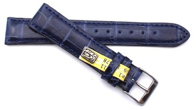 Uhrenarmband 18mm Kroko Louisiana Alligator, Made Germany 18/16mm blau, shiny