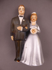 Vintage Bride and Groom Porcelain Wedding Cake Topper Japan 3 inch