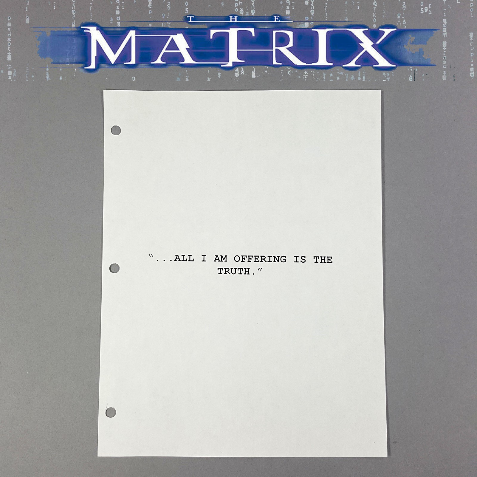 The Matrix Production Used Storyboard Title Page "All I'm Offering is..." COA