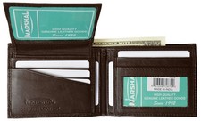 Premium Leather Bifold Wallet with Detachable Photo Holder Card Slots ID Window