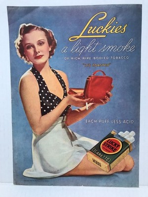 1936 Lucky Strike Cigarettes VINTAGE PRINT AD Luckies - Rich Ripe Tobacco NW36